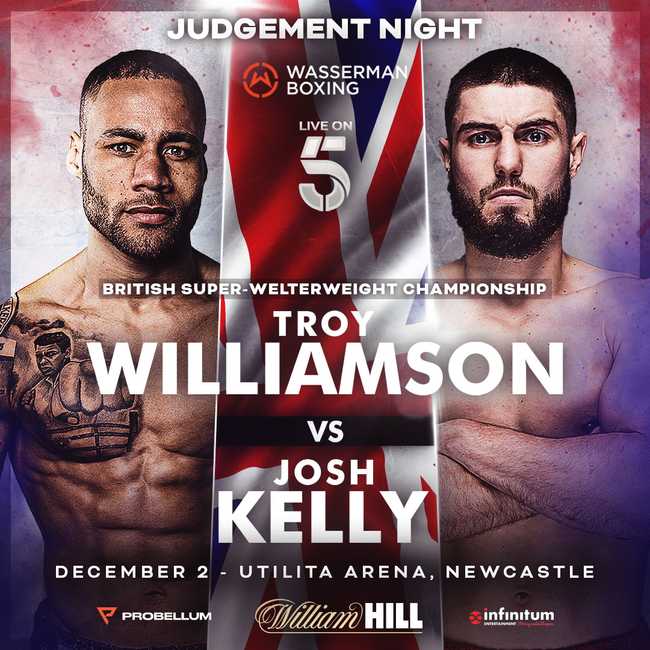 Fight poster showing Troy Williamson and Josh Kelly in various poses.
